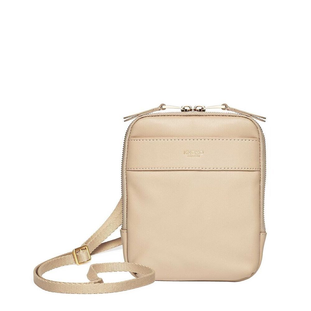 KNOMO London Rex Crossbody Bag Leather Trench Beige Gold Hardware New No Tag